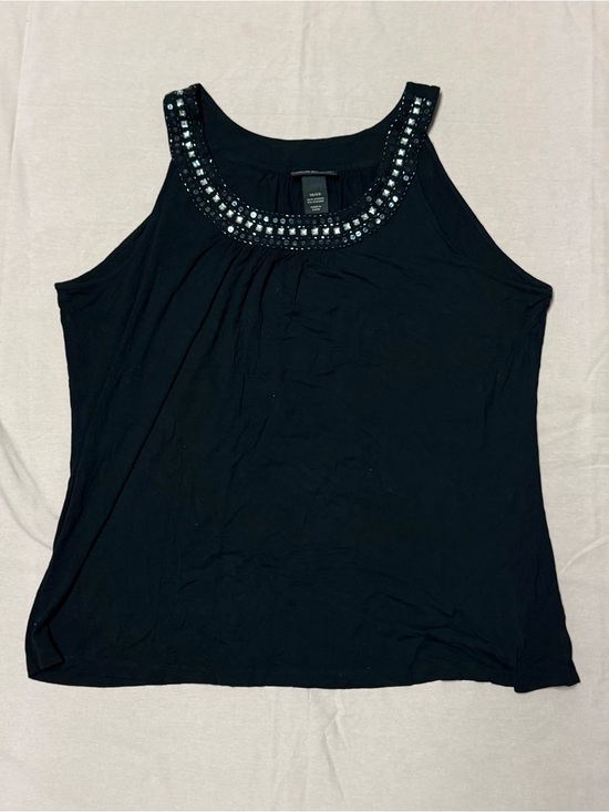 Lane Bryant Tops - Lane Bryant Black Beaded Halter Tank